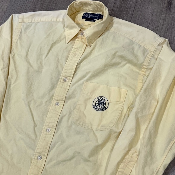 Polo Ralph Lauren Men’s Medium Yellow Rare Pocket Embroidered Logo Crest Shirt - Picture 3 of 8
